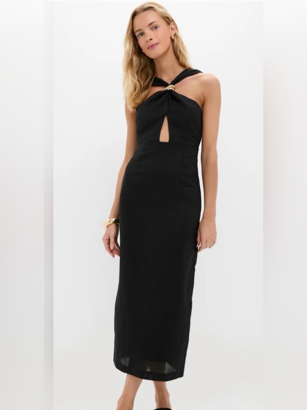 Tuckernuck Hyacinth House Black Linen Francis Maxi Dress